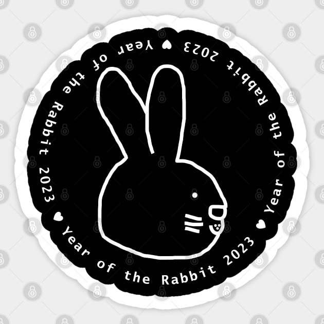 Year of the Rabbit 2023 in White Sticker by ellenhenryart
